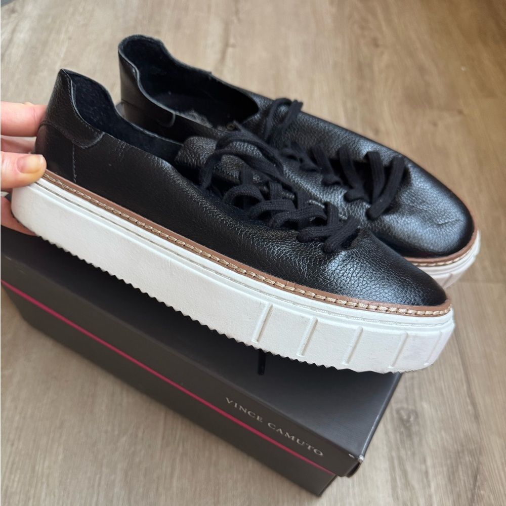 Vince Camuto Black Leather Sneakers